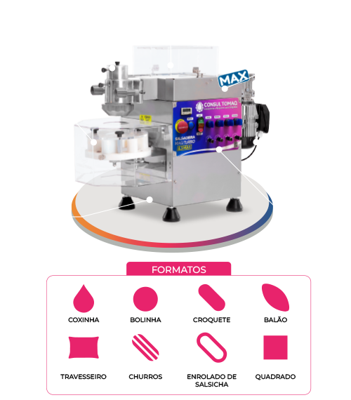 Formatos produzidos na Salgadeira Consultomaq - coxinha - kibe -bolinha queijo